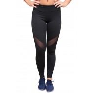 Black Mesh Insert Patchwork Sports Leggings