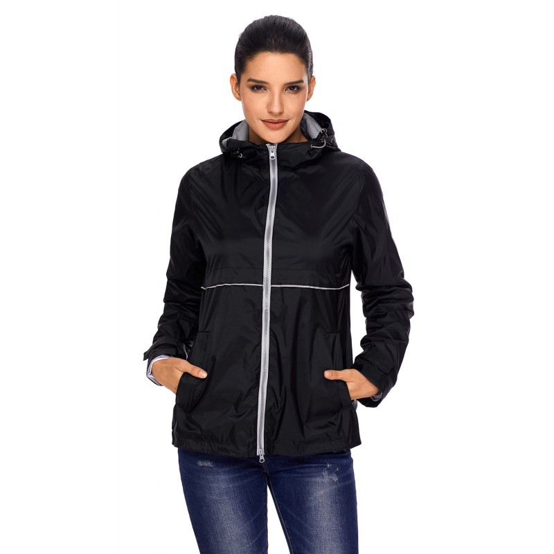 Black Women Zipper Lapel Suit Blazer with Foldable...