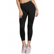 Black High-Rise Mesh Patchwork Gym Sport Yoga Legg...