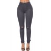 Gray Trendy Slit Knee Denim Pants